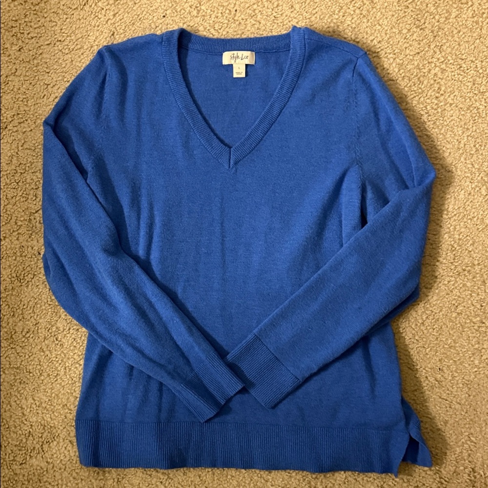 Style & Co. Royal Blue V-Neck Sweater